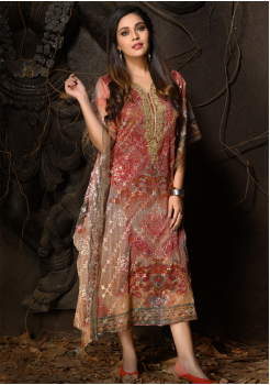 Brown Color Designer Chiffon Kurti